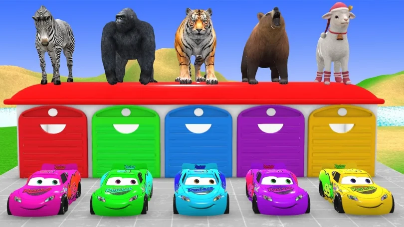 Long Slide Game with Cow Elephant Gorilla Hippopotamus Tiger 3d Animal Game Funny 3d Animals - ترندات مصر