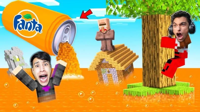 الهروب مع صديقي عبدة ماندو من تسونامي الفانتا الخطير .. في ماين كرافت 🤣