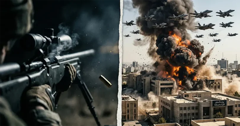 صورة تعبيرية من فيلم وثائقي يجسد عملية تصفية خامنئي والقصف الجوي على طهران وبداية حرب الخليج.