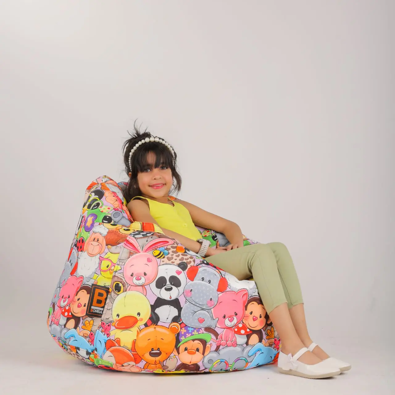 Bomba Now Bean Bag - Kids Pear Shape Cartoon Animals Bomba Now kids bean bag - pear shape with cartoon animal print for children - safe beanbag Egypt