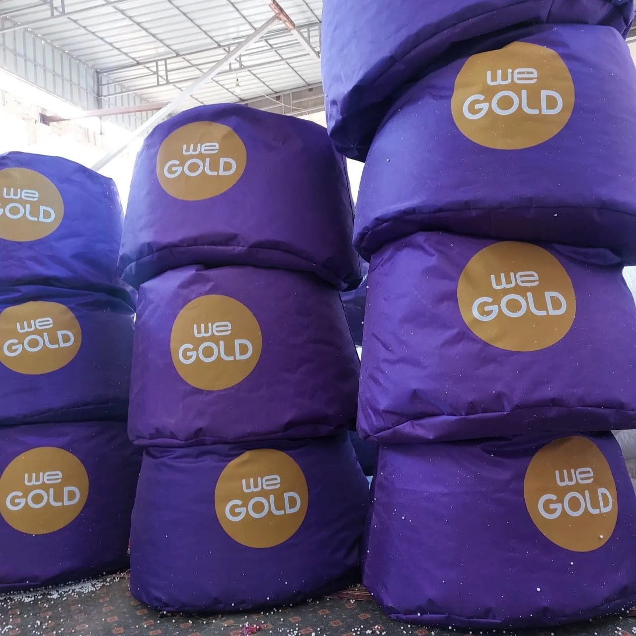 WE Gold Custom Branded Bean Bag Wholesale Order Bomba Now عروض جملة بين باج كاستوم للشركات - WE Gold من Bomba Now