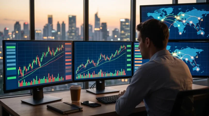 متداول يتابع الأسواق العالمية والرسوم البيانية عبر منصة وارن بوي و سميث